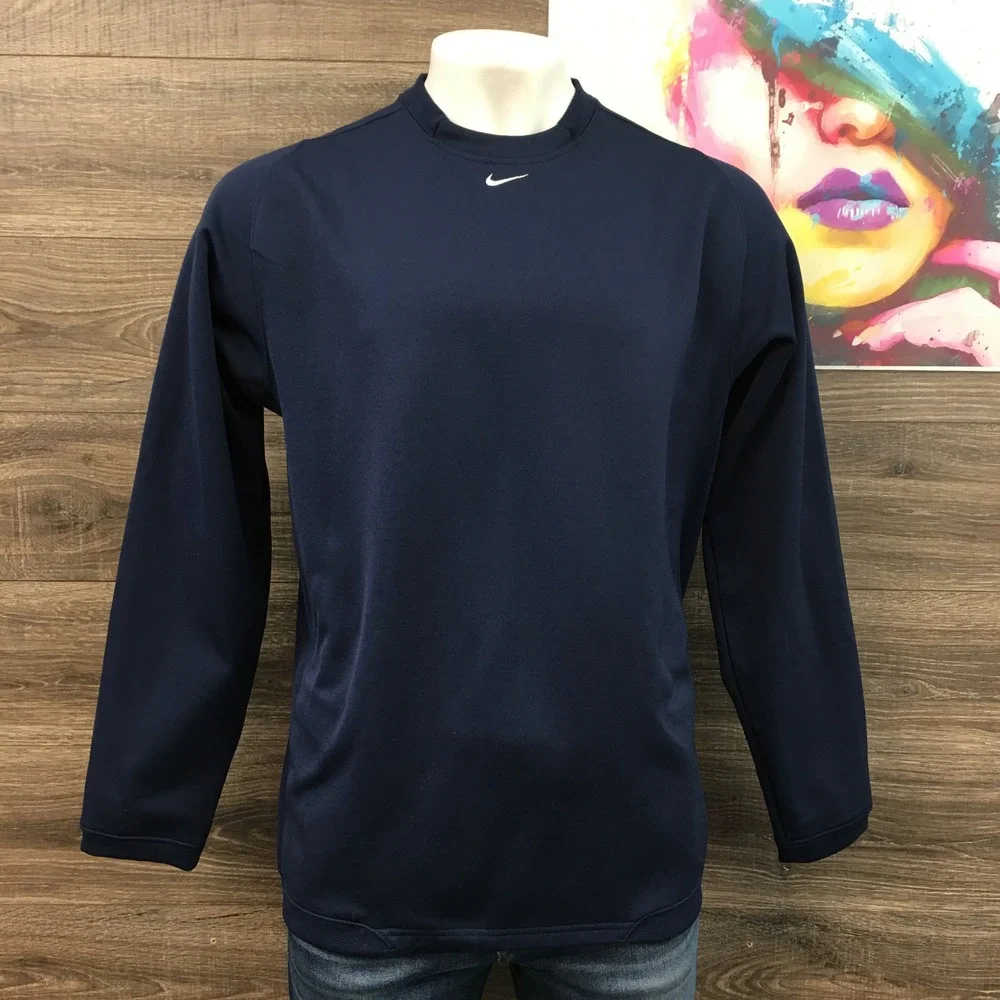 Vintage Y2K Nike Center Swoosh Navy Blue Long Sleeve Athletic Sweatshirt Men‎ XL